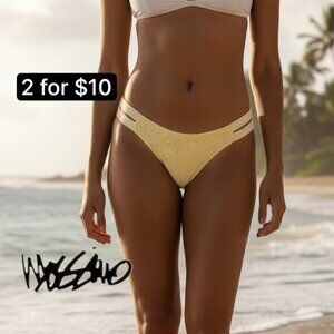 Mossimo Eyelet Hipster Lemon Fizz Yellow Cheeky Bottom Bikini Swim Bottoms